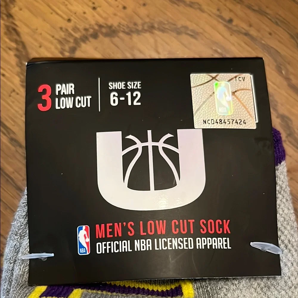NBA men’s low cut‎ Laker socks, 3 pair, NWT
